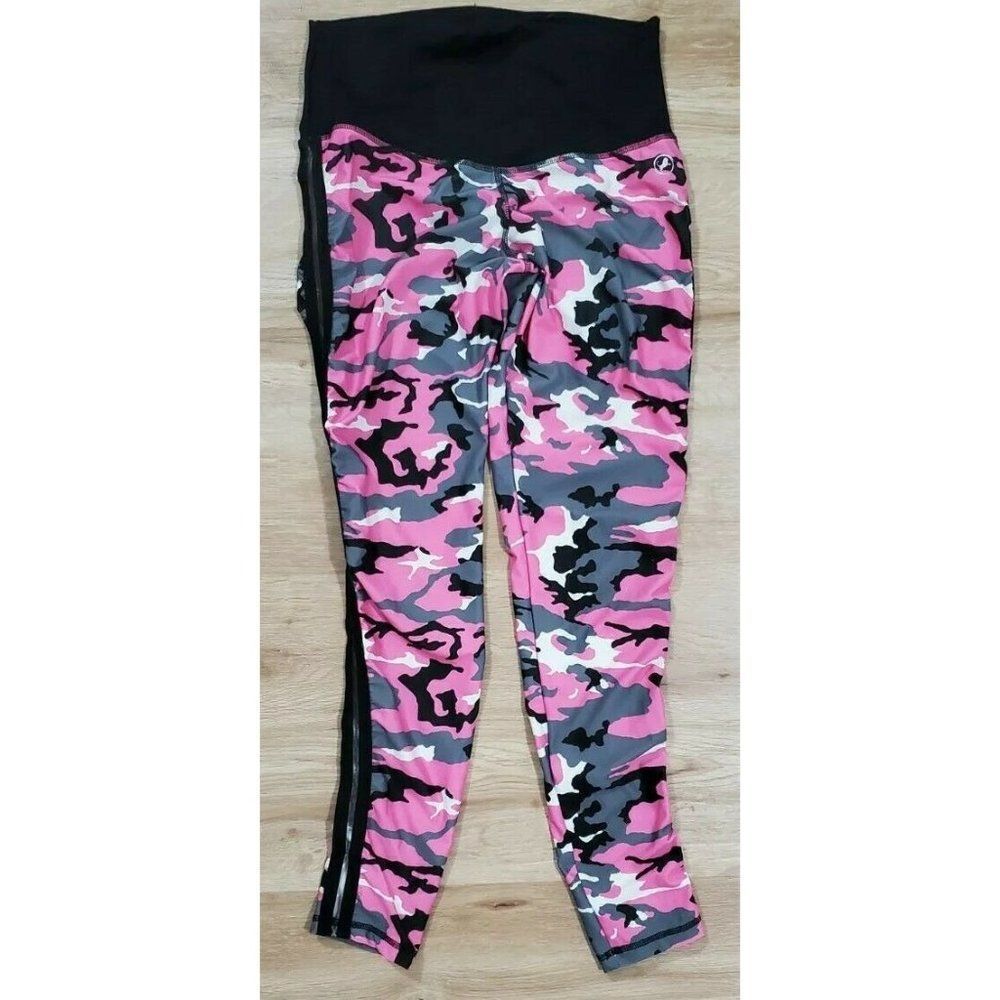 ABS2B Womens Camo Pink Gray White Black Leggings L